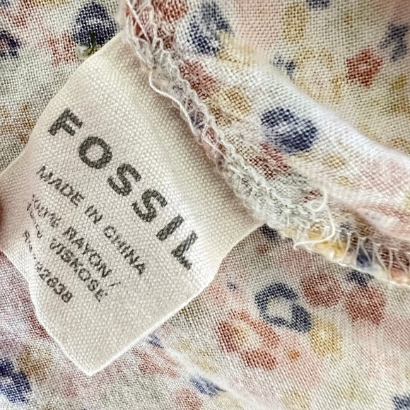 FOSSIL Floral Lace Trim Cami Tank Top Adjustable Straps Boho Cottagecore L - Picture 5 of 7